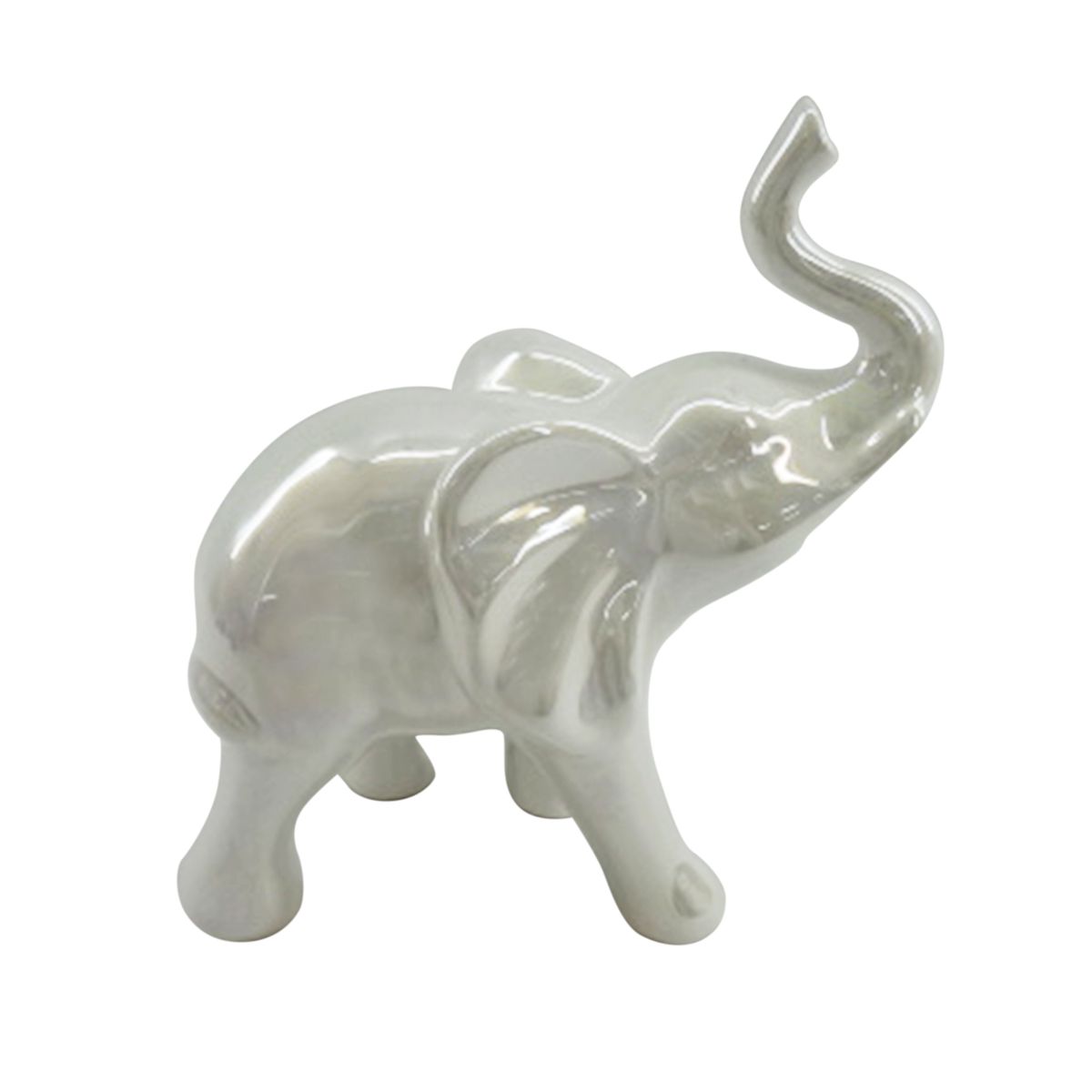 Enfeite de Porcelana Elefante Branco Perolado