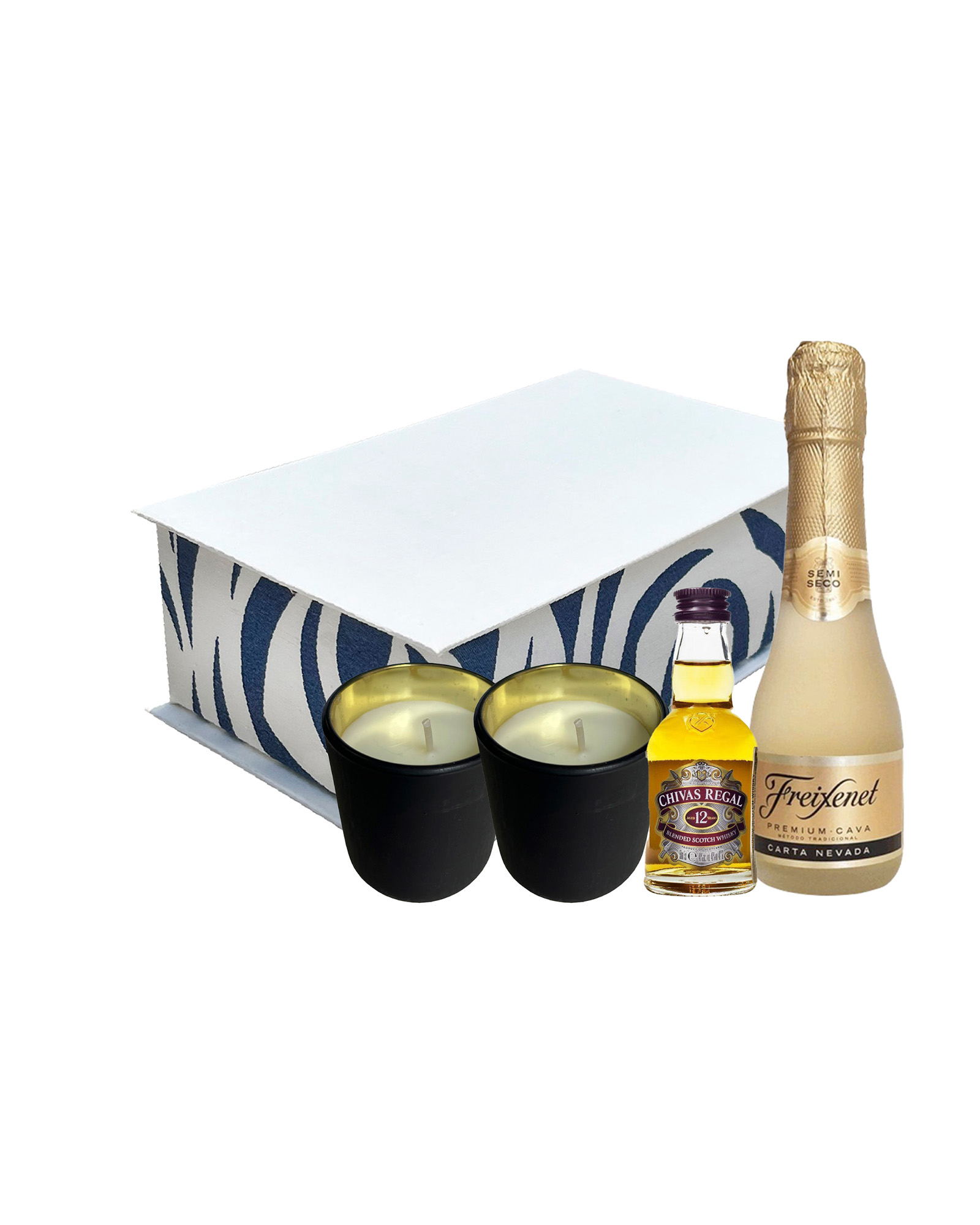 Kit Presente Premium Espumante + Whisky + Velas