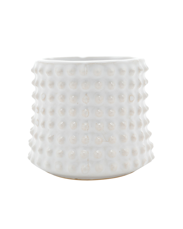 Mini Vaso Decorativo de Cerâmica Spikes Branco