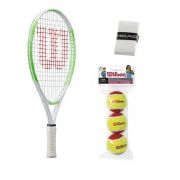 Kit Infantil para Tênis - Raquete Wilson US Open 19 (2 a 4 anos)