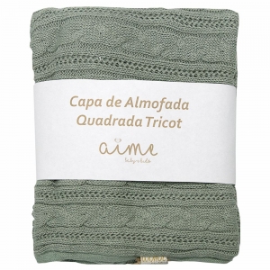 Capa de Almofada Decorativa Quadrada Tricot Algodão Lauren Verde Oliva Fauna Brasileira