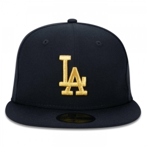 Boné New Era Aba Reta 5950 MLB Los Angeles League Gold Preto