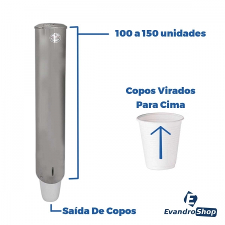 Dispensador Para Copo De Agua 200Ml Aço Inox - Globo #2