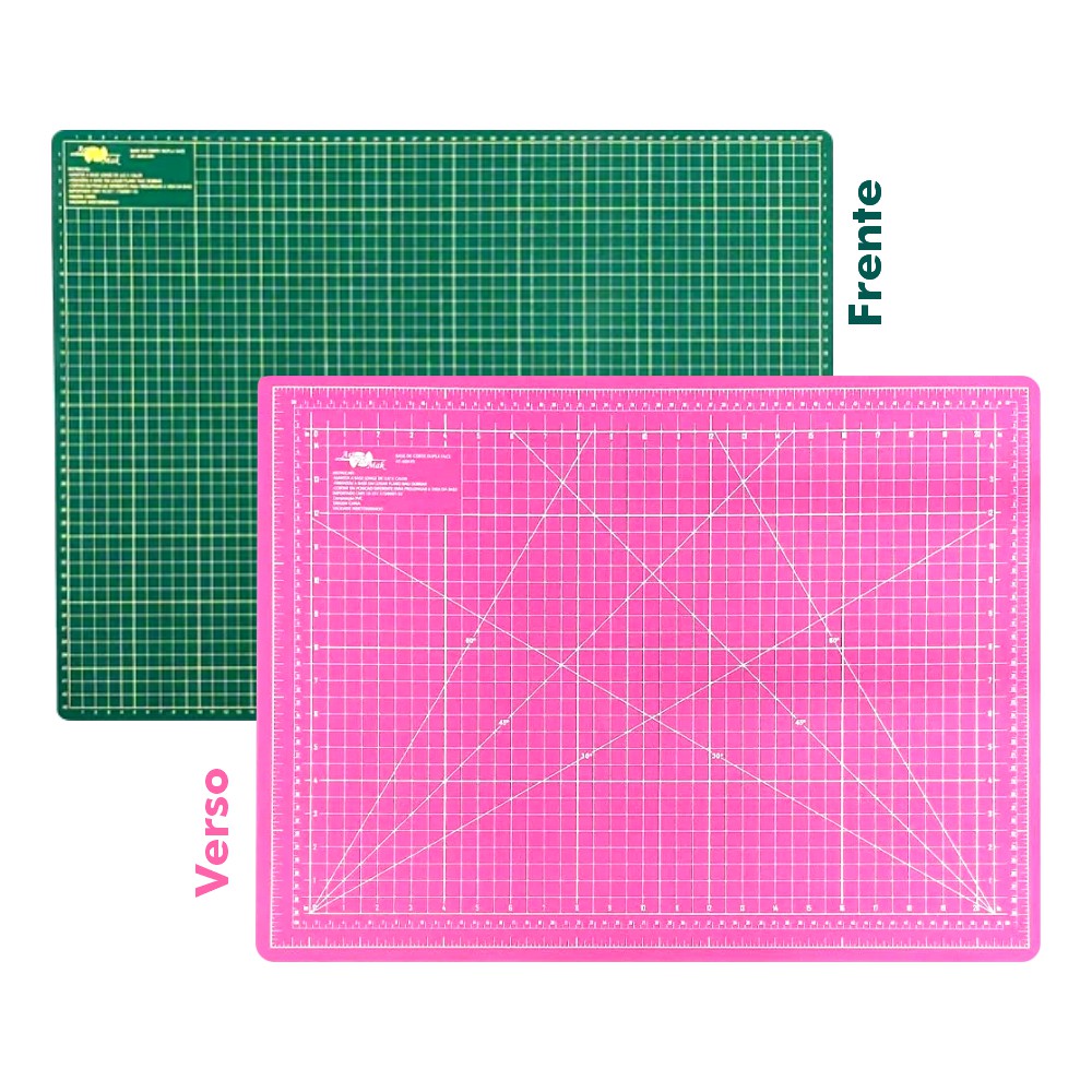 Base de Corte A2 60x45cm Verde e Rosa Patchwork Scrapbook