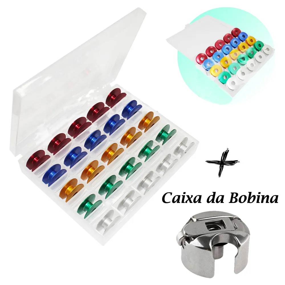 Kit 25 Bobinas Carretilha Reta Industrial + Caixa Da Bobina