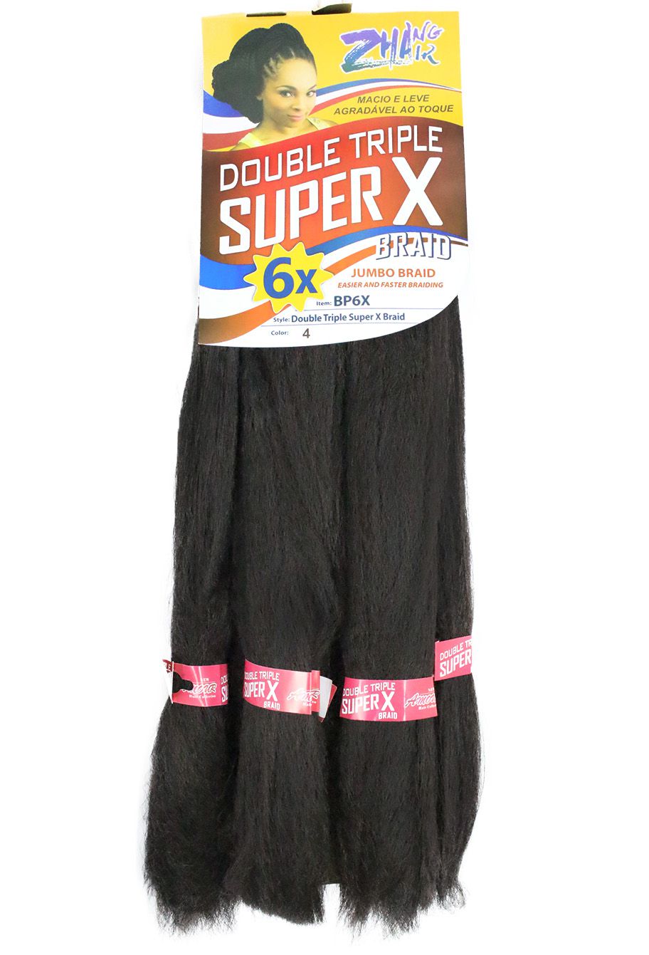 Cabelo Sintético - Zhang hair jumbo - Super X (400g) - Cor: Castanho (4)