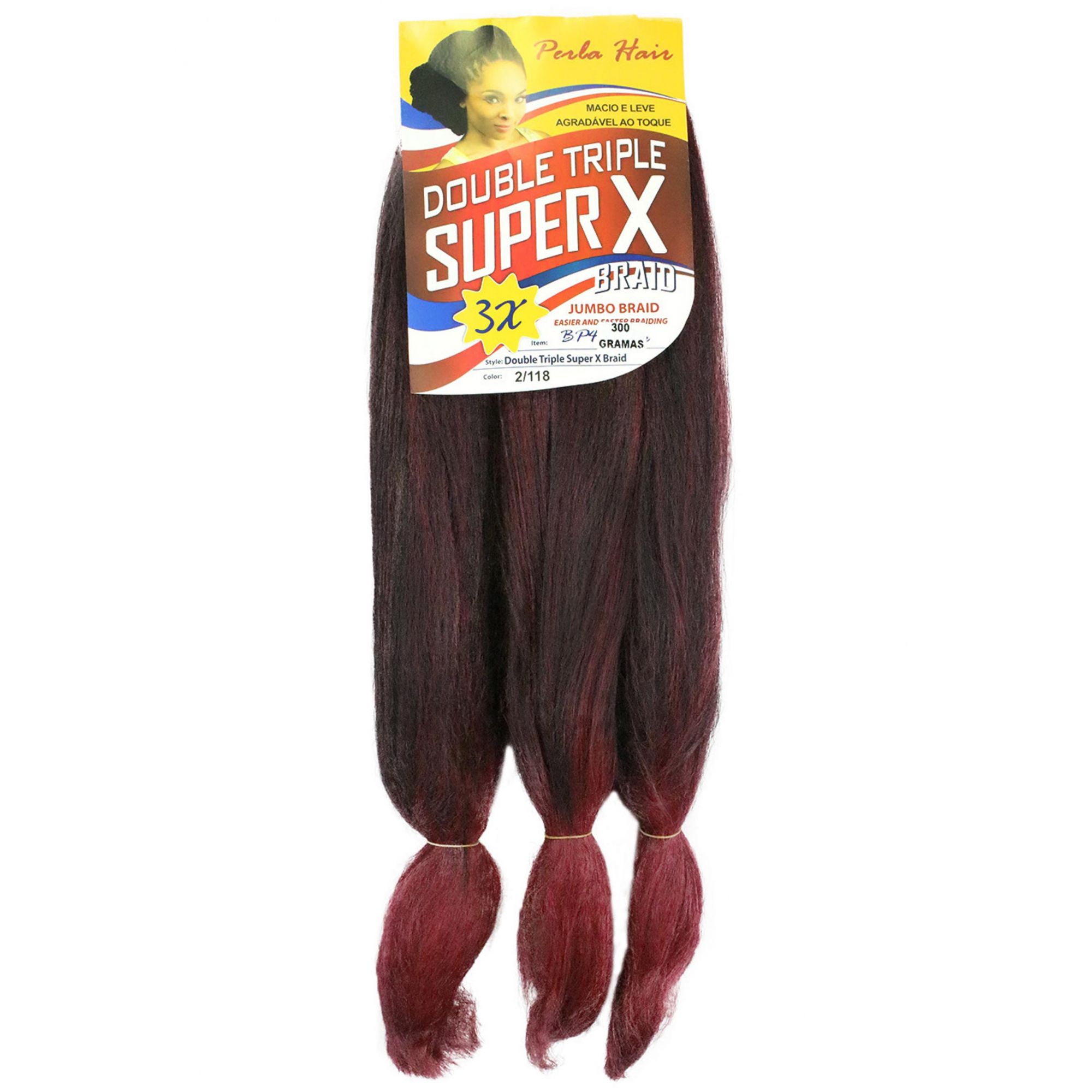 Cabelo Sintético - Zhang hair jumbo - Super X (400g) - Cor: Castanho escuro com Vermelho (T2/118)