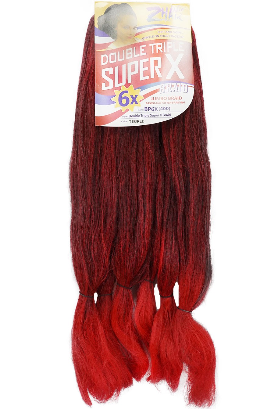 Cabelo Sintético - Zhang hair jumbo - Super X (400g) - Cor: Preto e Vermelho (T1B/RED)