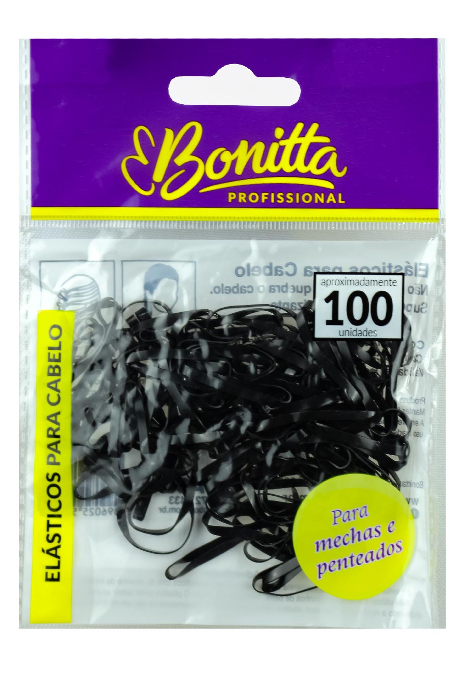 Elástico para cabelos - 100 unidades - Bonitta