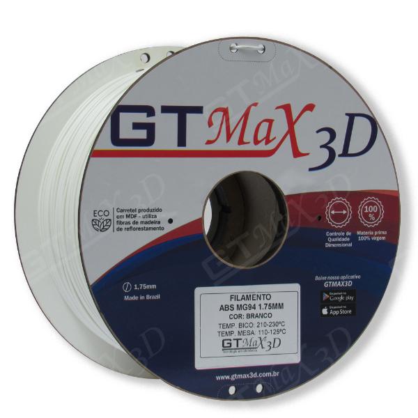 Filamento ABS - Branco - Premium MG94 - GTMax 3D - 1.75mm - 1kg