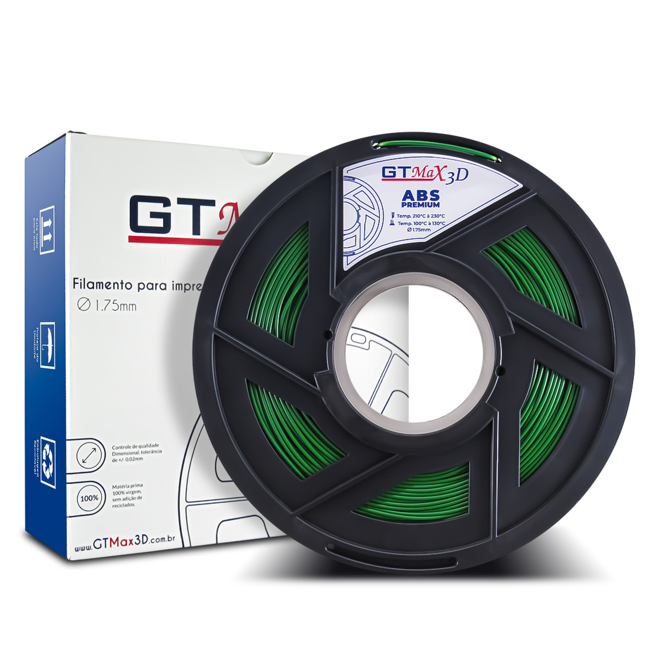 Filamento ABS - Verde - Premium - GTMax 3D - 1.75mm - 1KG