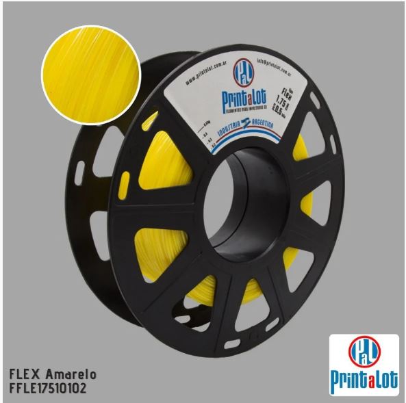 Filamento Flex -  Amarelo  -  PrintaLot - 1.75mm - 500g