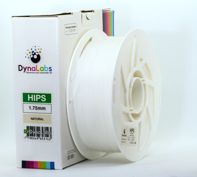 Filamento HIPS - Natural - Dynalabs - 1.75mm - 1kg