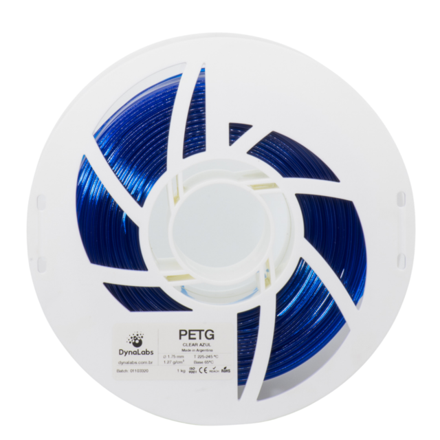 Filamento PETG - Azul Clear - Dynalabs - 1.75mm - 1kg