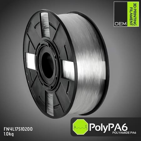 Filamento PolyPA6 (Polyamide PA6) - Natural (Translúcido) - OEM - 1.75 mm - 1 Kg