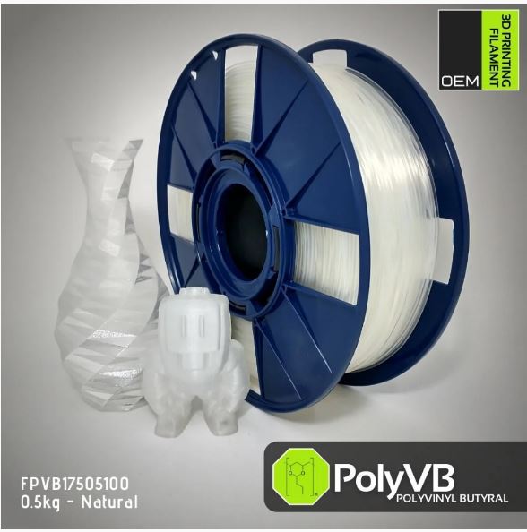 Filamento  PolyVB (Polivinil Butiral) - Natural  - OEM - 1.75mm - 500g
