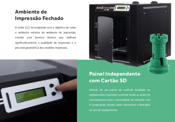 Impressora 3D CL2 Educacional + 1 KG De PLA - Cliever