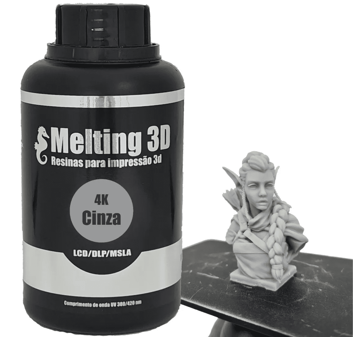 Resina Melting 3D - Cinza - 4K - LCD/SLA/DLP - 380/420nm - 500 ml