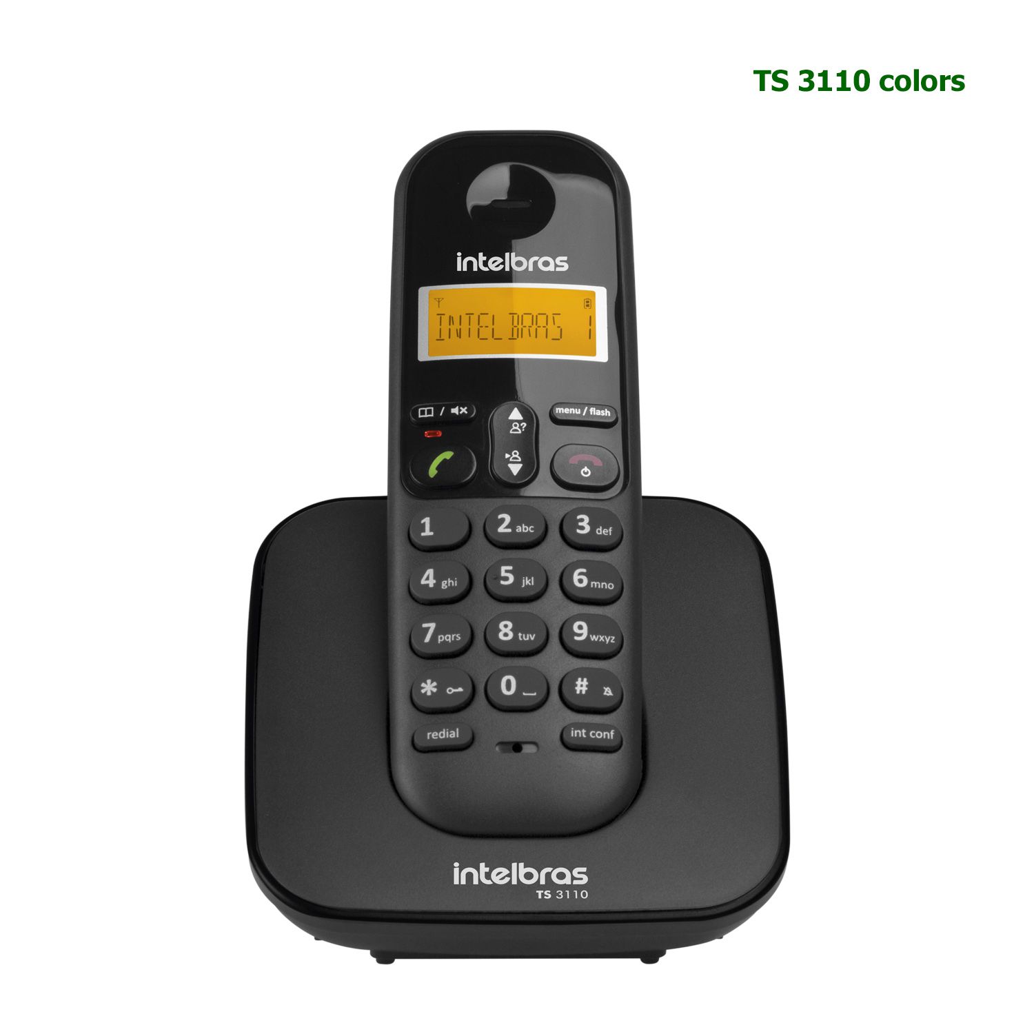 Kit Telefone Sem Fio Intelbras Identificador Chamadas Base TS 3110 + 4 Ramal Preto