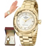 Relógio Champion Crystal Dourado Feminino com Semi Jóia CN27189W