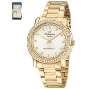 Relógio Champion Elegance Dourado Feminino + Semi Jóia CN27250W