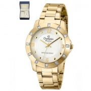 Relógio Champion Elegance Dourado Feminino + semi jóia CN27312W