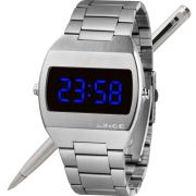 Relógio Lince Led Digital Unissex MDM4621L DXSX Prateado - LED Azul