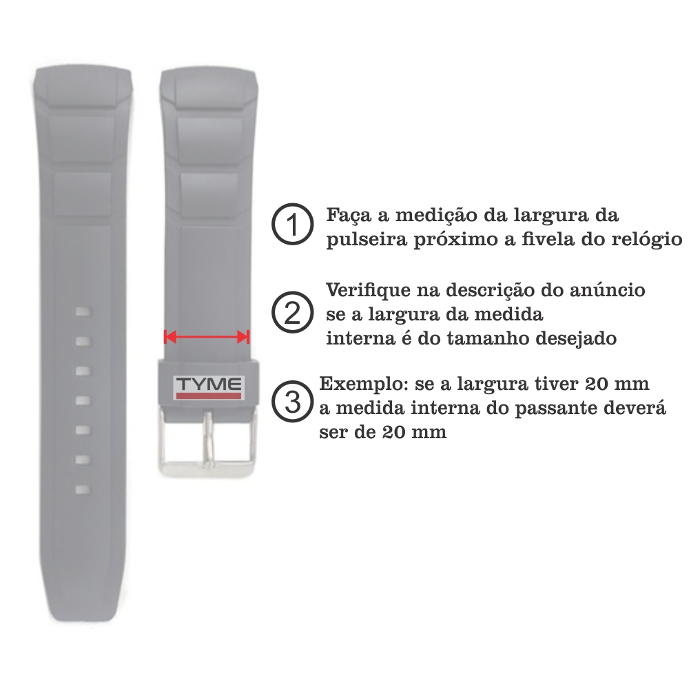Kit c/ 10 Passantes Passador Borracha p/ Pulseira Relógio Largura 20 Mm