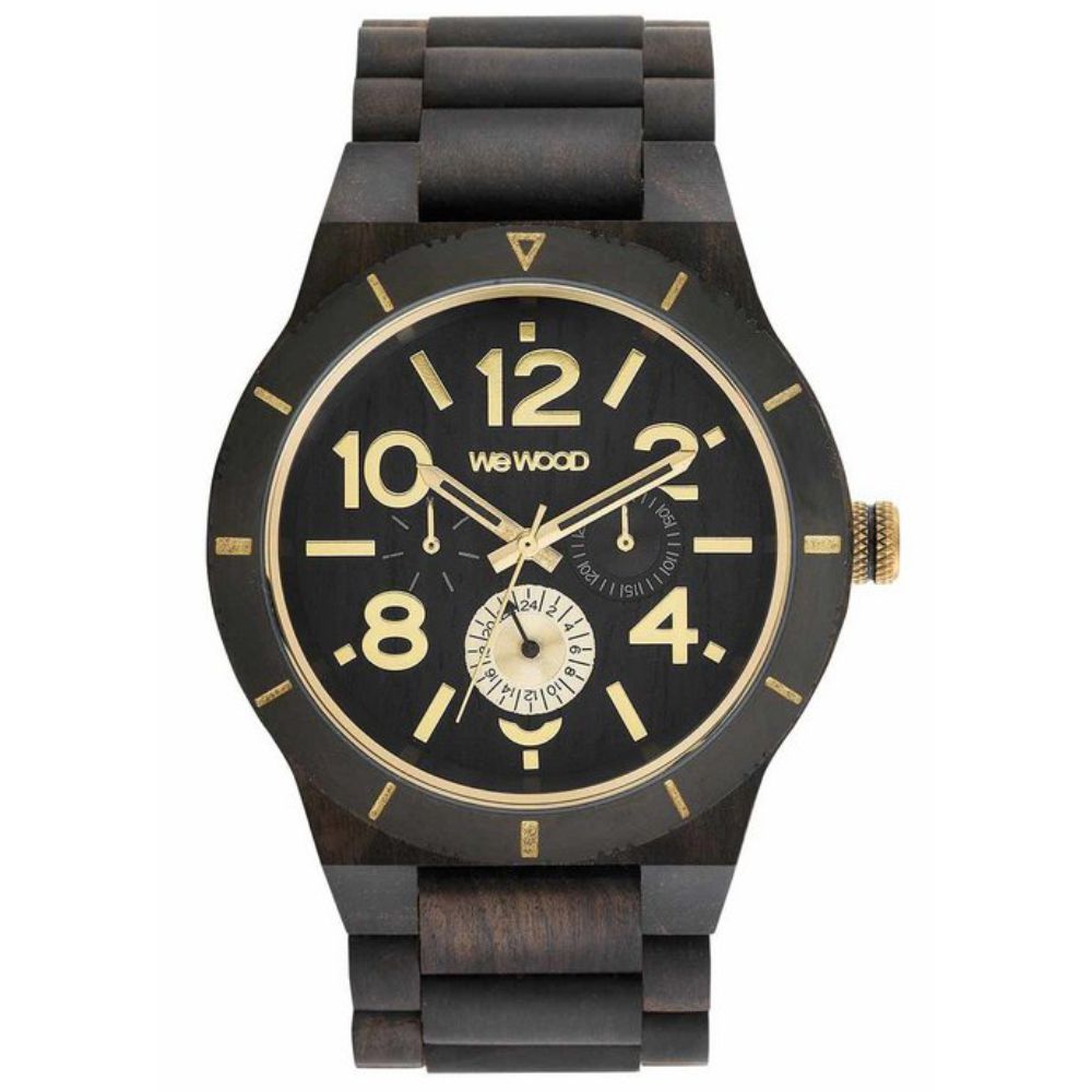 Relógio de Madeira Masculino Wewood Kardo Mb Black Rough Gold WWKR08