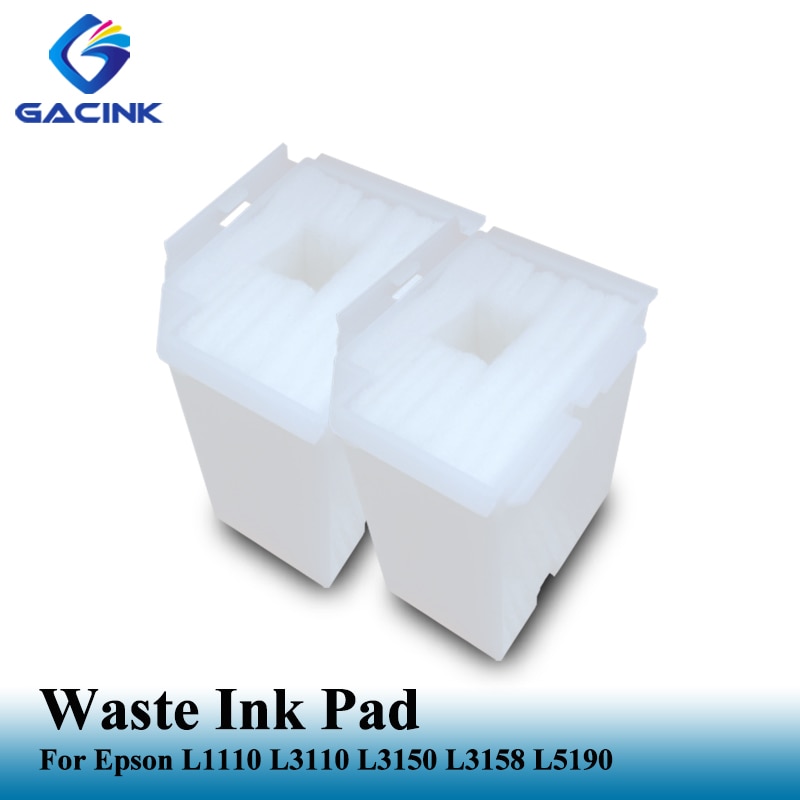 Gacink l3110 l3150 2 pçs almofada de tinta waste para epson l1110 l3110 l3150 l3156 l3158 l3160 l5190 caixa de manutenção de tinta ecotank