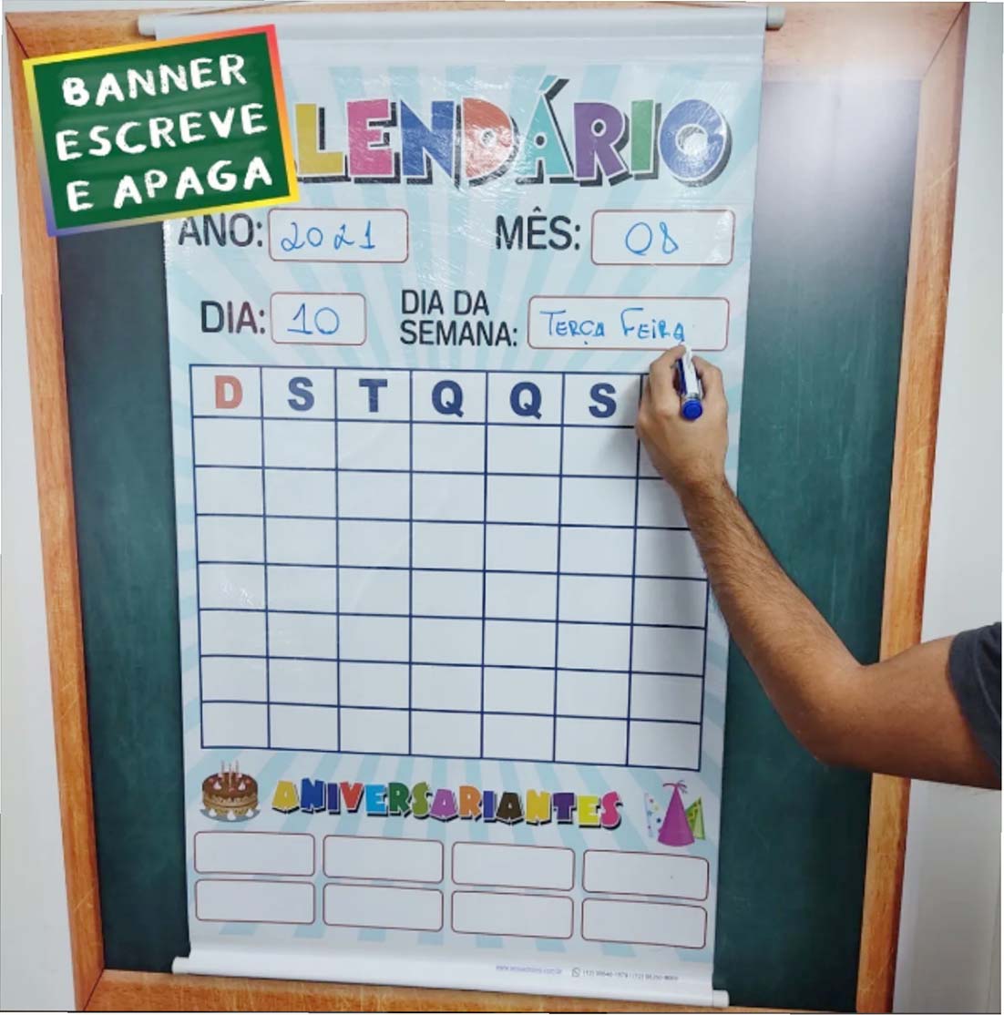 Banner Calendário escreve e apaga especial com laminação