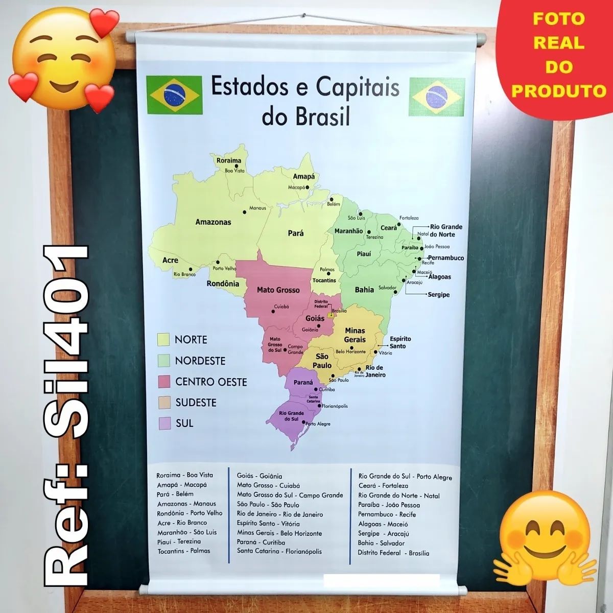 Banner Didático Mapa Dos Estados E Capitais Do Brasil Sil401
