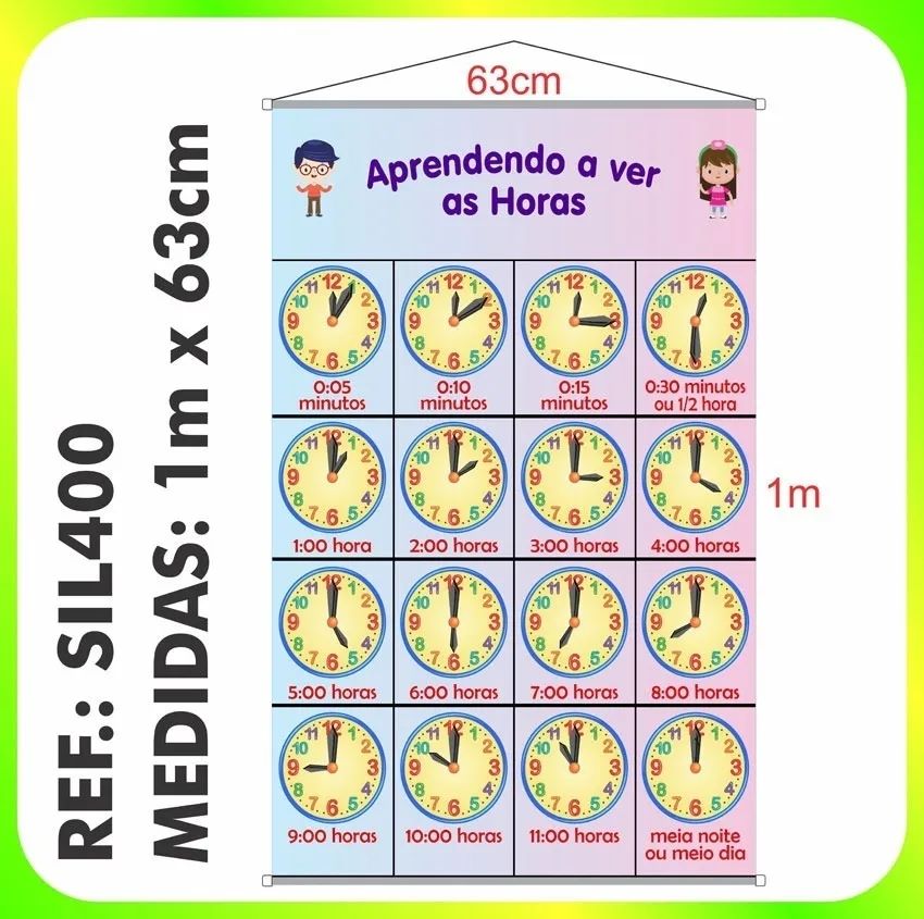 Banner Pedagógico Aprendendo A Ver Horas Relógio Sil400