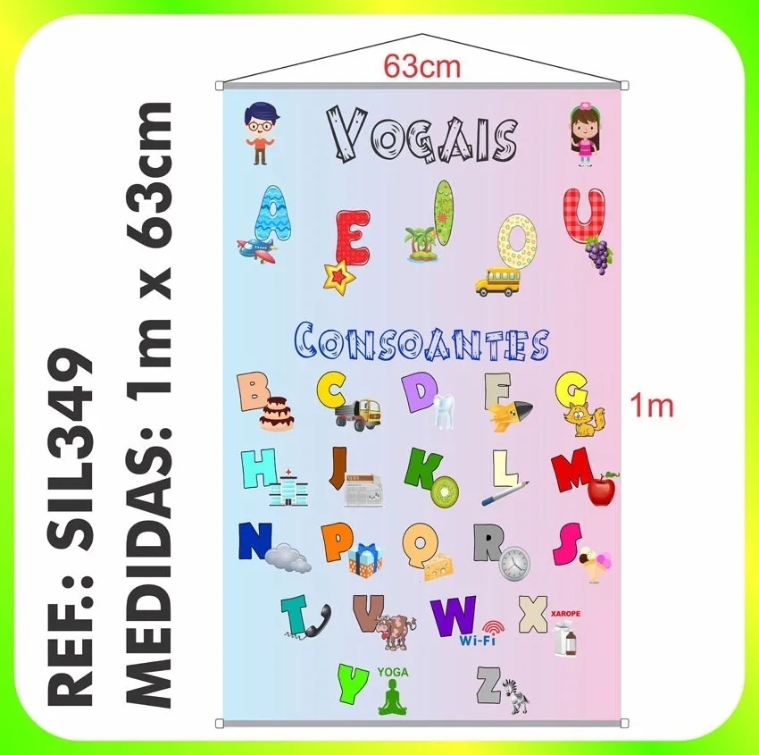Banner Pedagógico Vogais E Consoantes Alfabeto Sil349