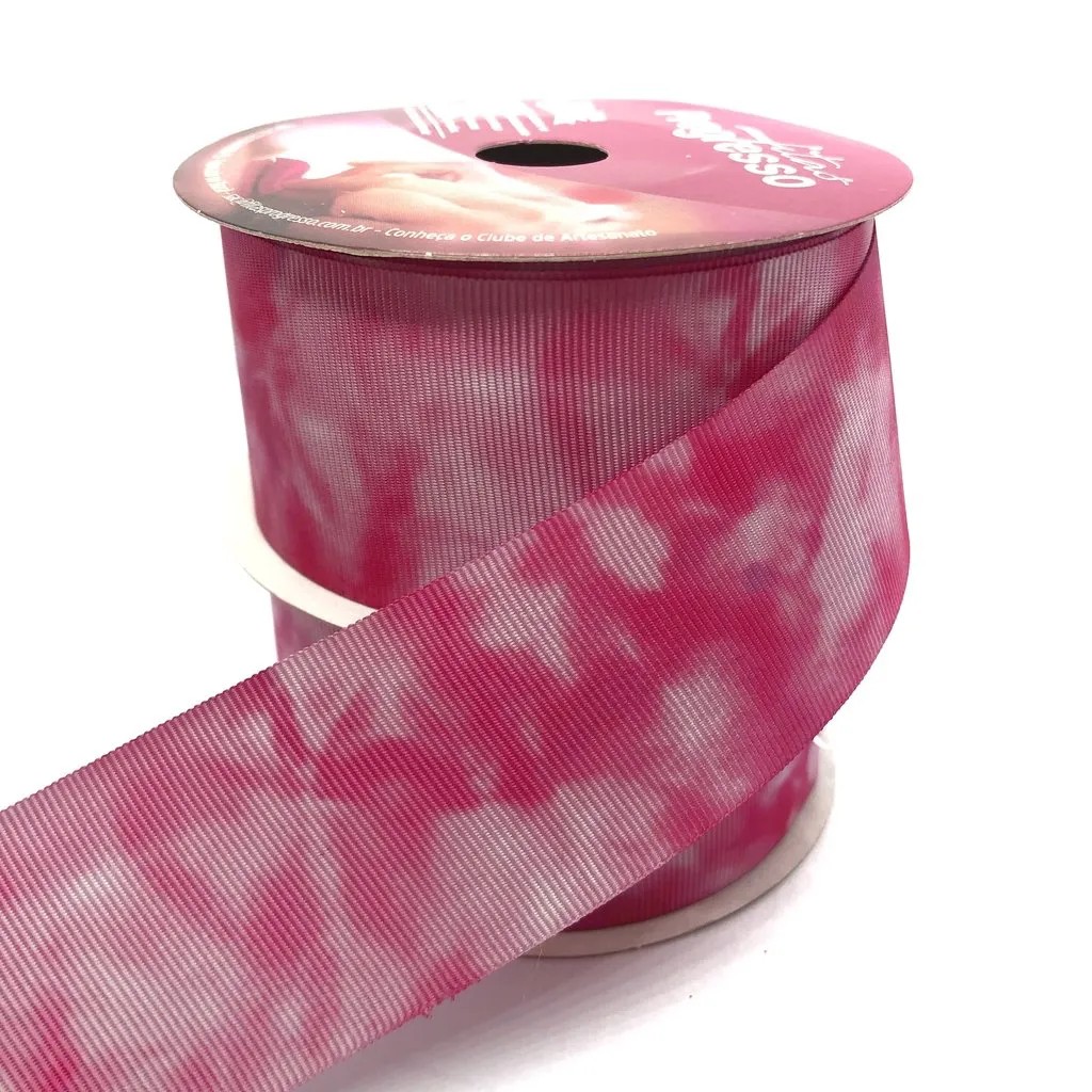 Fita Gorgurão Progresso Tie Dye Pink  38mm 1 metro
