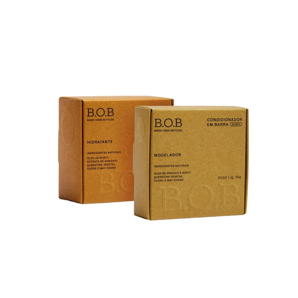 BOB Kit Shampoo e Condicionador Sólidos Naturais Para Cachos 2un