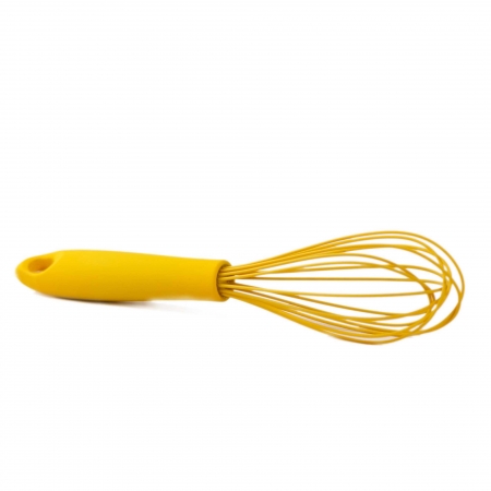 Batedor Manual Fio Silicone  com cabo em PP Amarelo - Weck