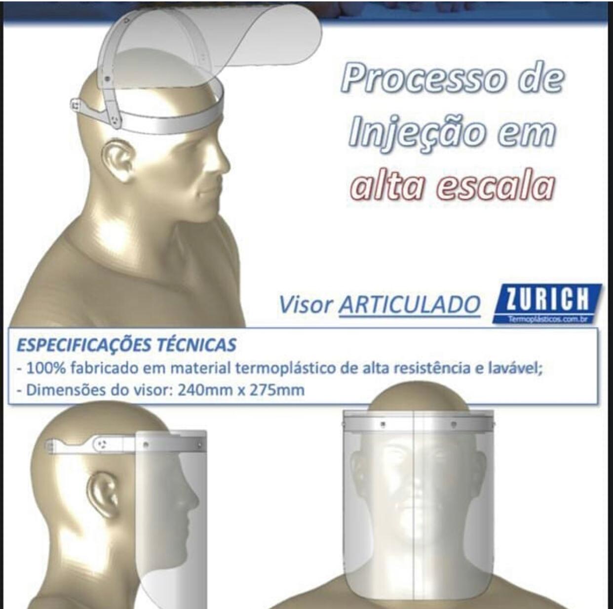 Máscara de Proteção Fácil em Acrílico Articulada Face Shield Covid-19