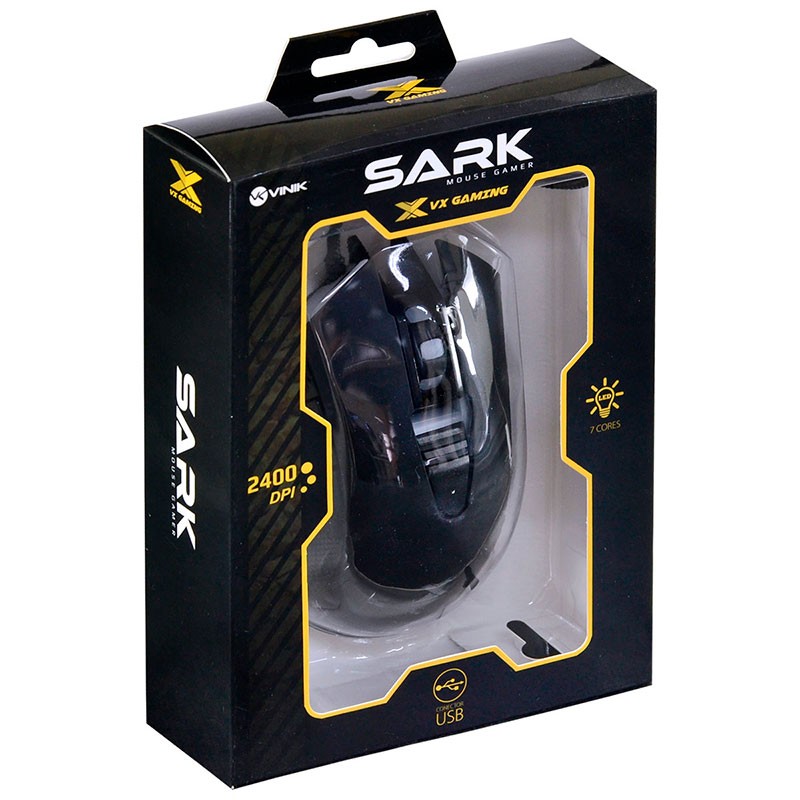 Mouse Gamer Vx Sark 2400 DPI Vinik RGB Preto