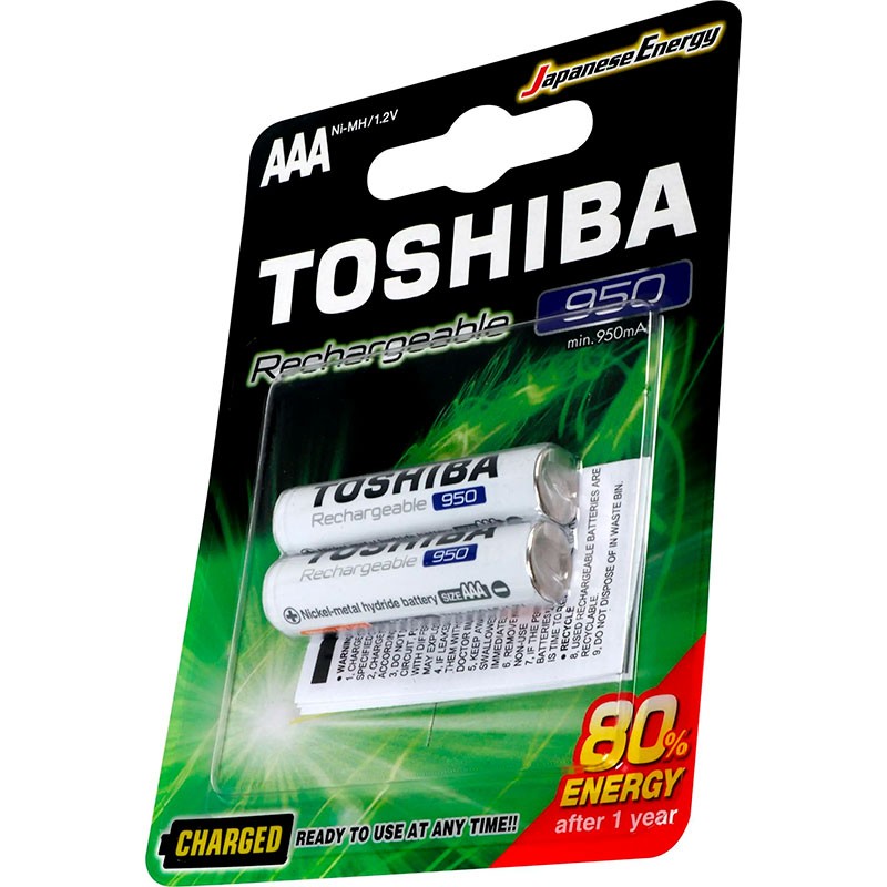 Pilha Recarregável Toshiba AAA 950MAH Tnh Com 2 Unidades