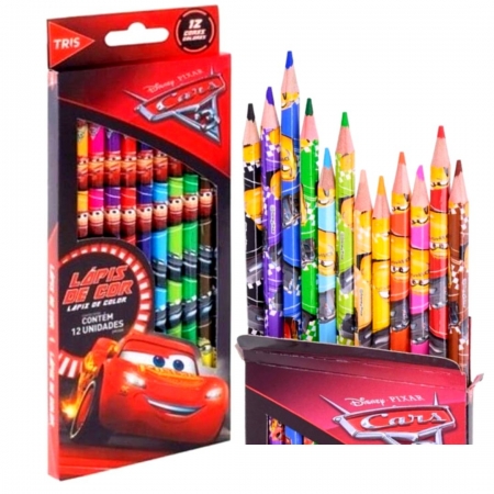 Lápis de Cor Carros 12 cores  - Tris