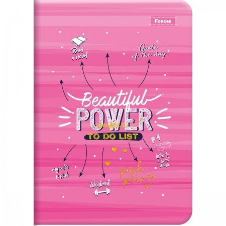 Caderno Grampeado 1/4 Pink Power 32 Fls - Foroni