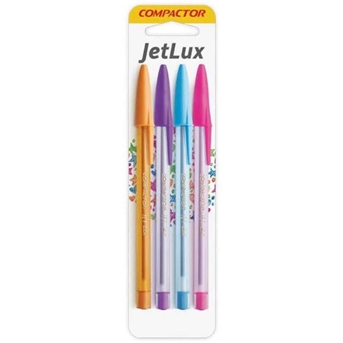 Conjunto de canetas coloridas com 4 unidades - Compactor