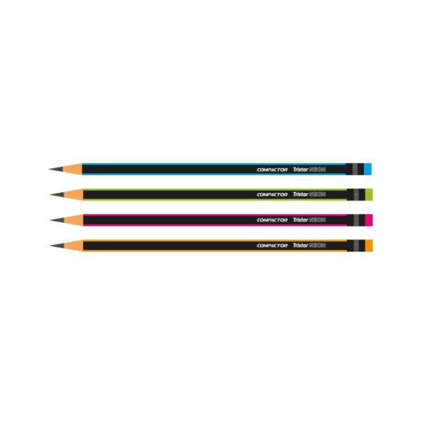 Lápis Tristar Neon com Borracha HB N°2 com 4 unidades - Compactor