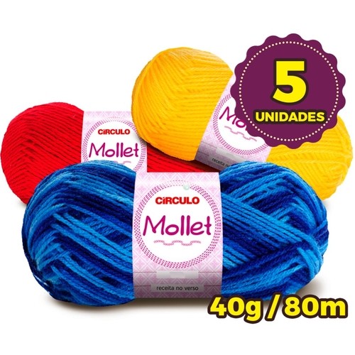 Pacote Lã Mollet 40g com 5 unidades - Circulo
