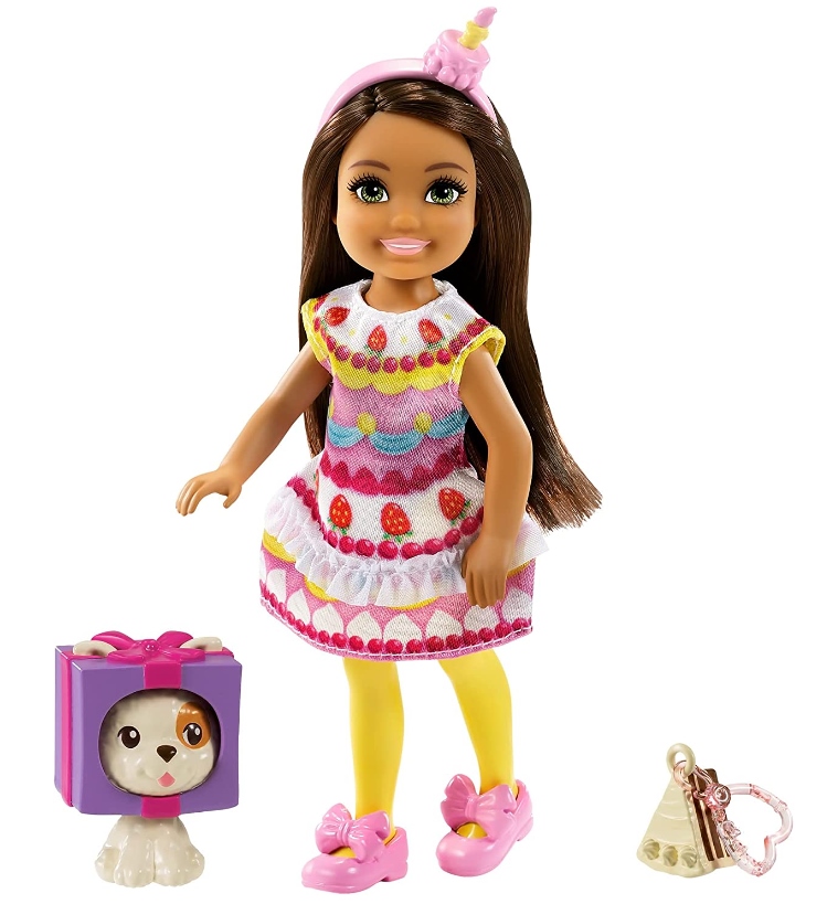 Boneca Barbie Chelsea Morena 14 cm Fantasia de Bolo Cachorrinho - Mattel