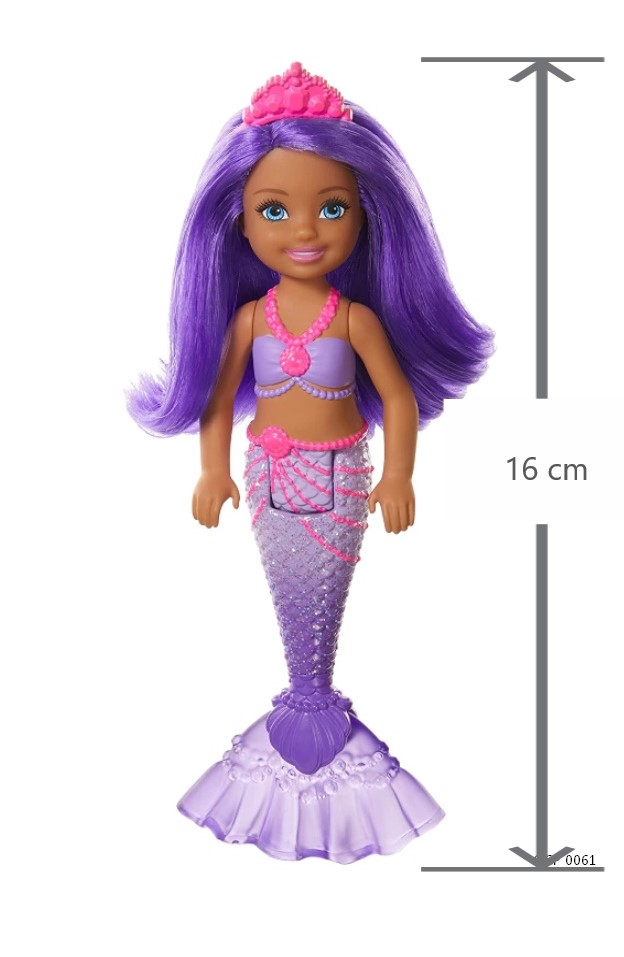 Boneca Barbie Dreamtopia Chelsea 16 cm Sereia Cabelos e Cauda Roxo GJJ90 Mattel