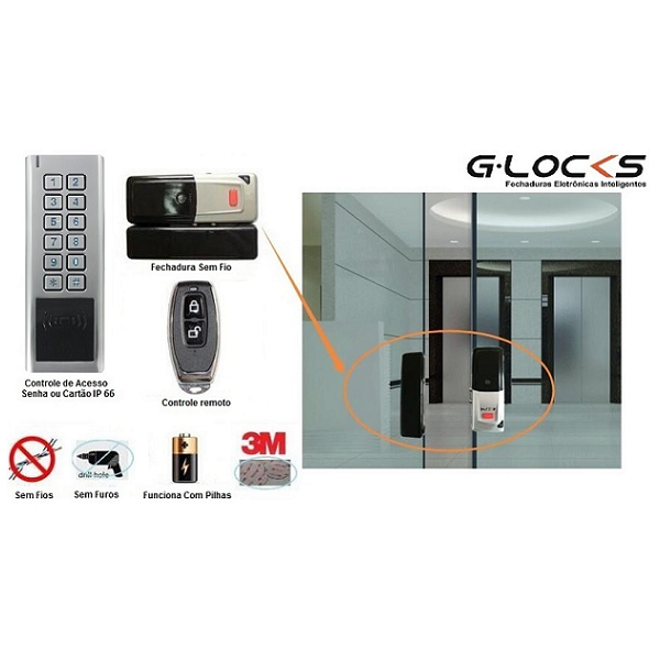 Fechadura Eletrônica G-Locks GCA 15 - Portas de Vidro, Madeira e Metal