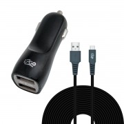 Carregador veicular smart charge 3,4A 2 USB + Cabo Micro USB 3 metros 
