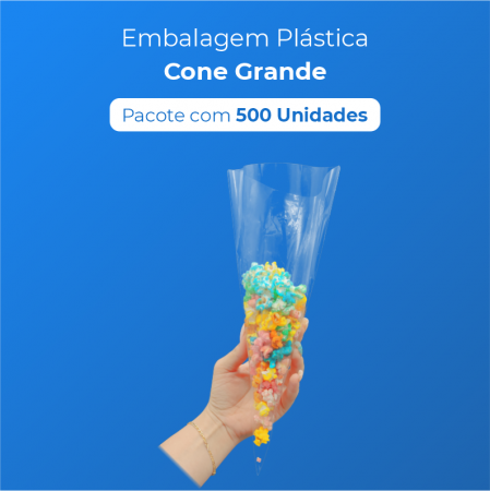 Embalagem Plásticas Cone Grande - 500 Und